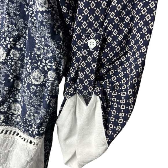 Calessa Plus Size 3X Art to Wear Abstract Mix Material Pieced Knit Tunic Top - Picture 4 of 8